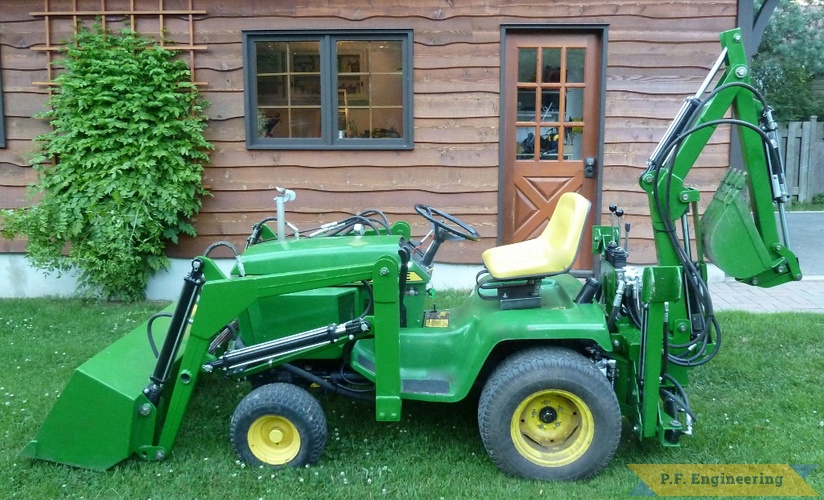 Walter K., Pointe Claire, Quebec. John Deere 318 Micro Hoe and loader | John Deere 318 Micro Hoe Loader left side view by Walter K., Pointe Claire, Quebec, CN