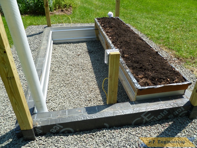 DIY - Palram Greenhouse Project | inside wall sheathed with metal roof panels.palram 6x10 greenhouse project