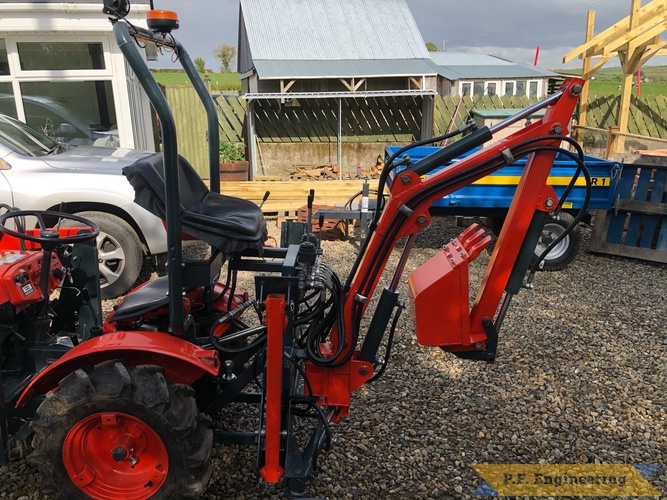 Robert B. in Ireland and his Kubota B6000 Micro Hoe | Robert B. in Ireland building his micro hoe for a Kubota B6000 curled side view